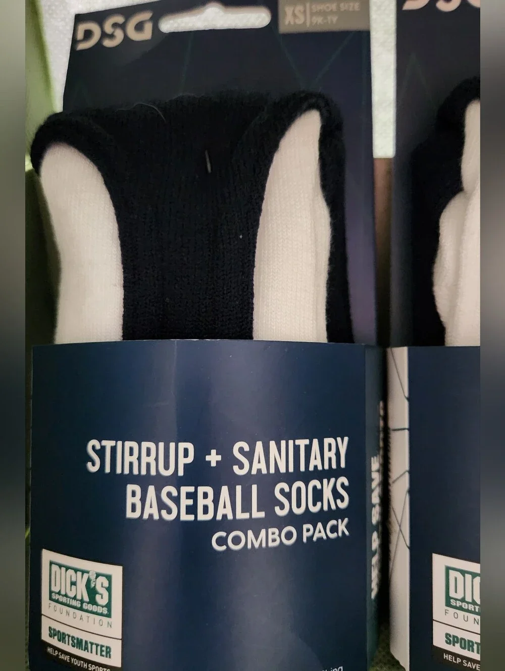 DSG Stirrup & Sanitary Baseball Socks - Navy and White Combo -Two Packs Of 2